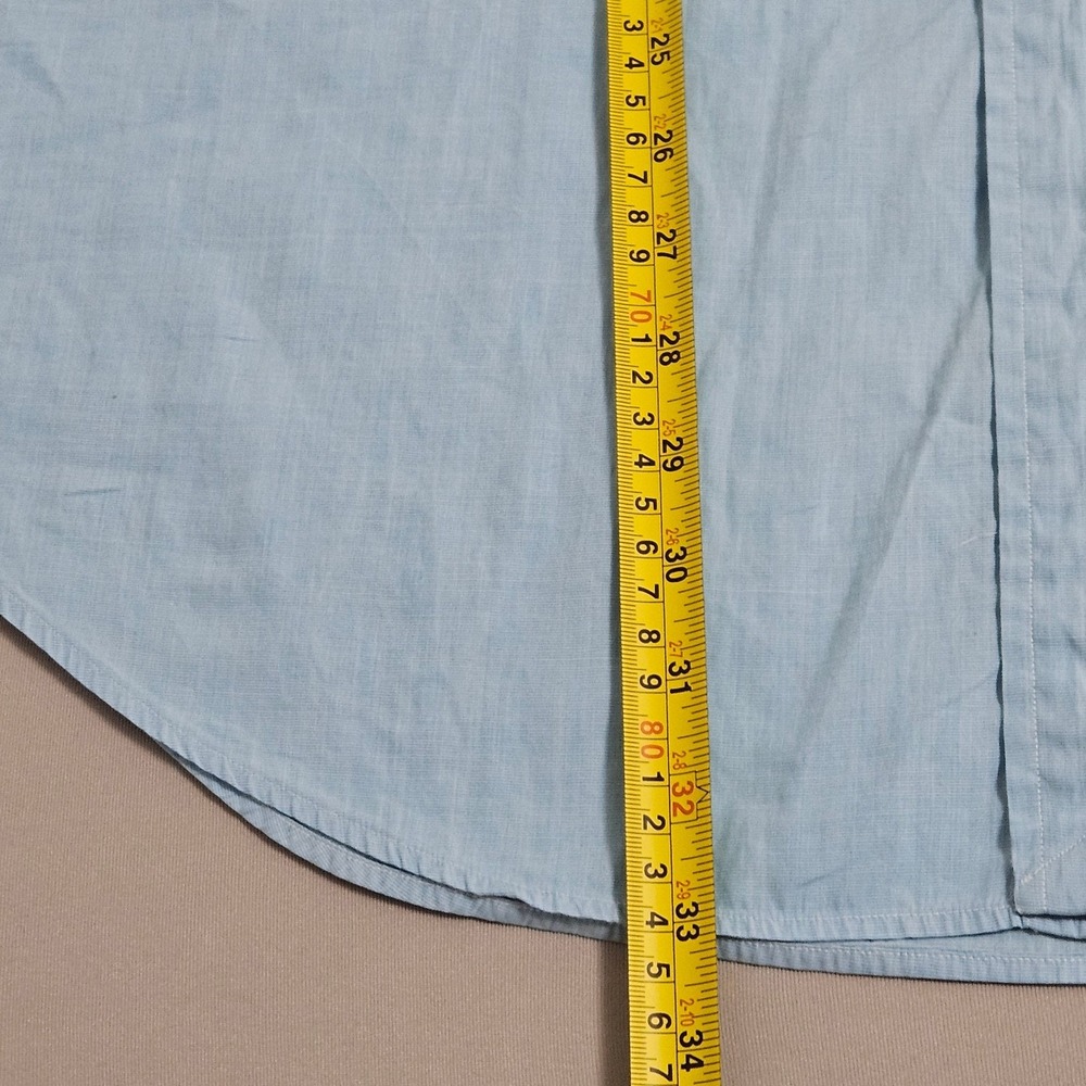 Ralph Lauren Classic Fit Cool Blue Button Down Shirt L Pink Pony Preppy Coastal - Picture 7 of 9